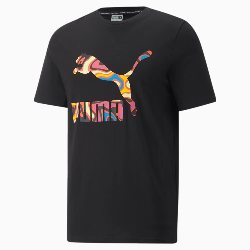 PUMA HALF-SLEEVES CREW NECK LOGO PRINT T-SHIRT in Standard