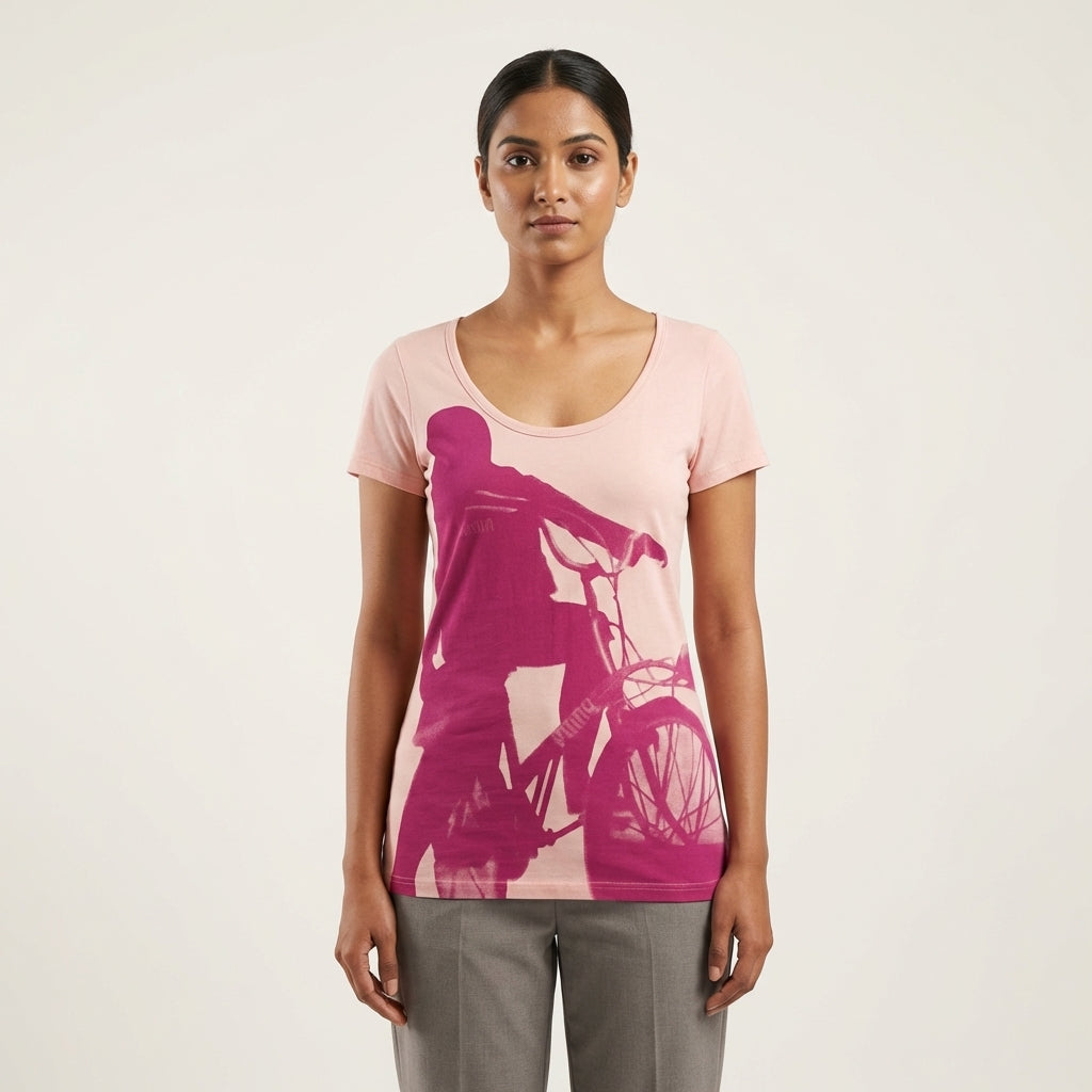 PUMA GRAPHIC TEE POWDER PINK HEATHE in Standard