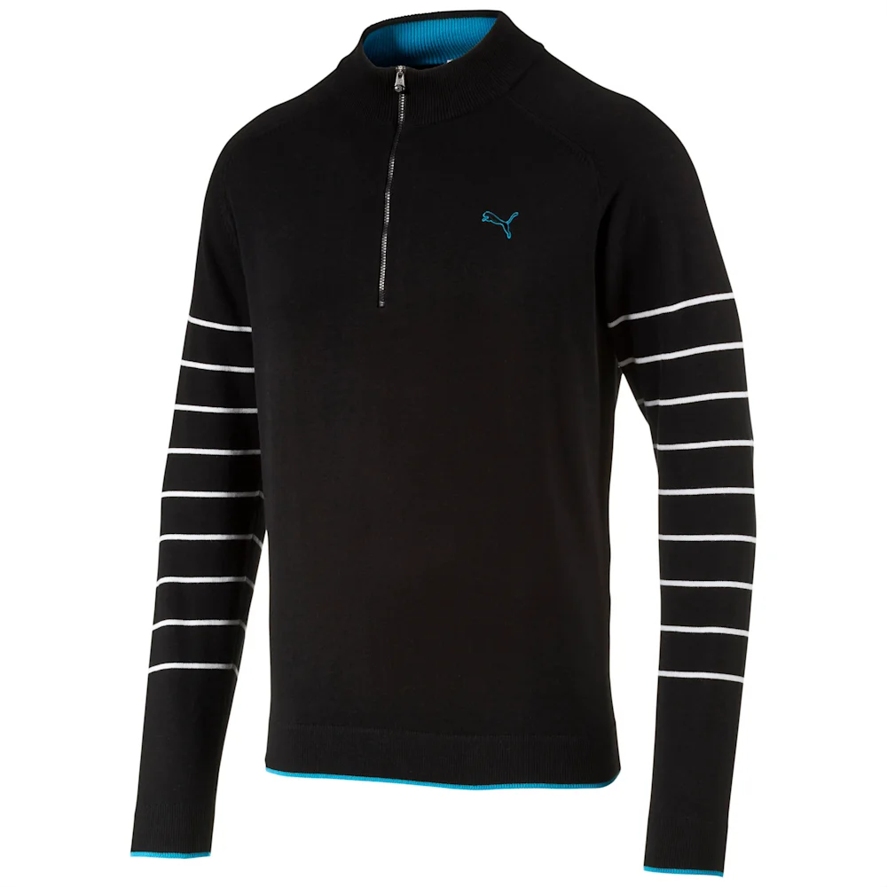 PUMA 1/4 ZIP NOVELTY SWEATER in BLACK