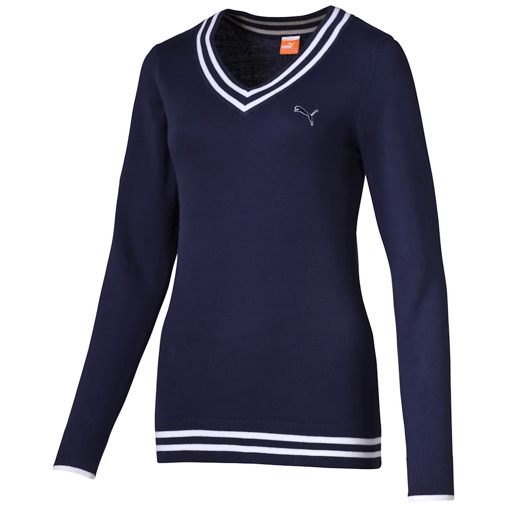 PUMA V NECK SWEATER MEDIEVAL BLUE-W in Standard