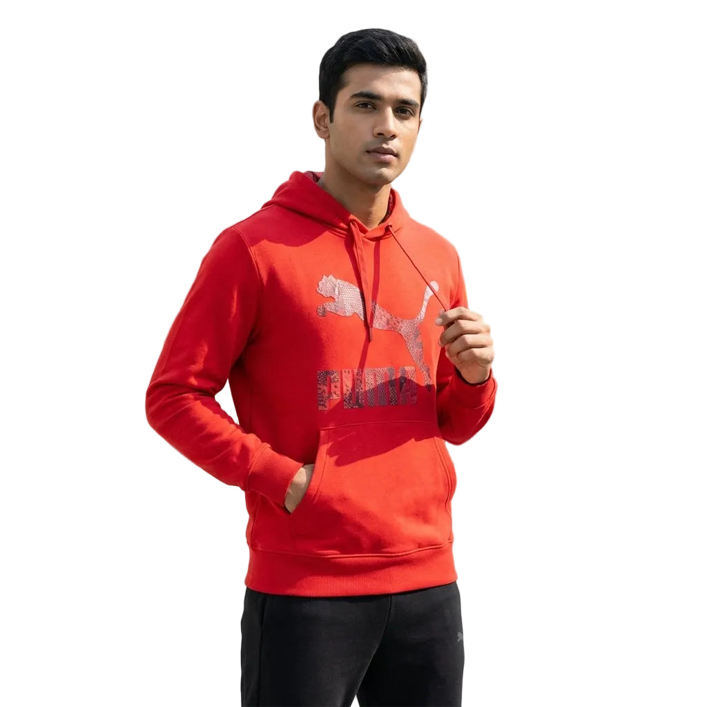 PUMA LOGO PLUS HOODY JESTER in RED