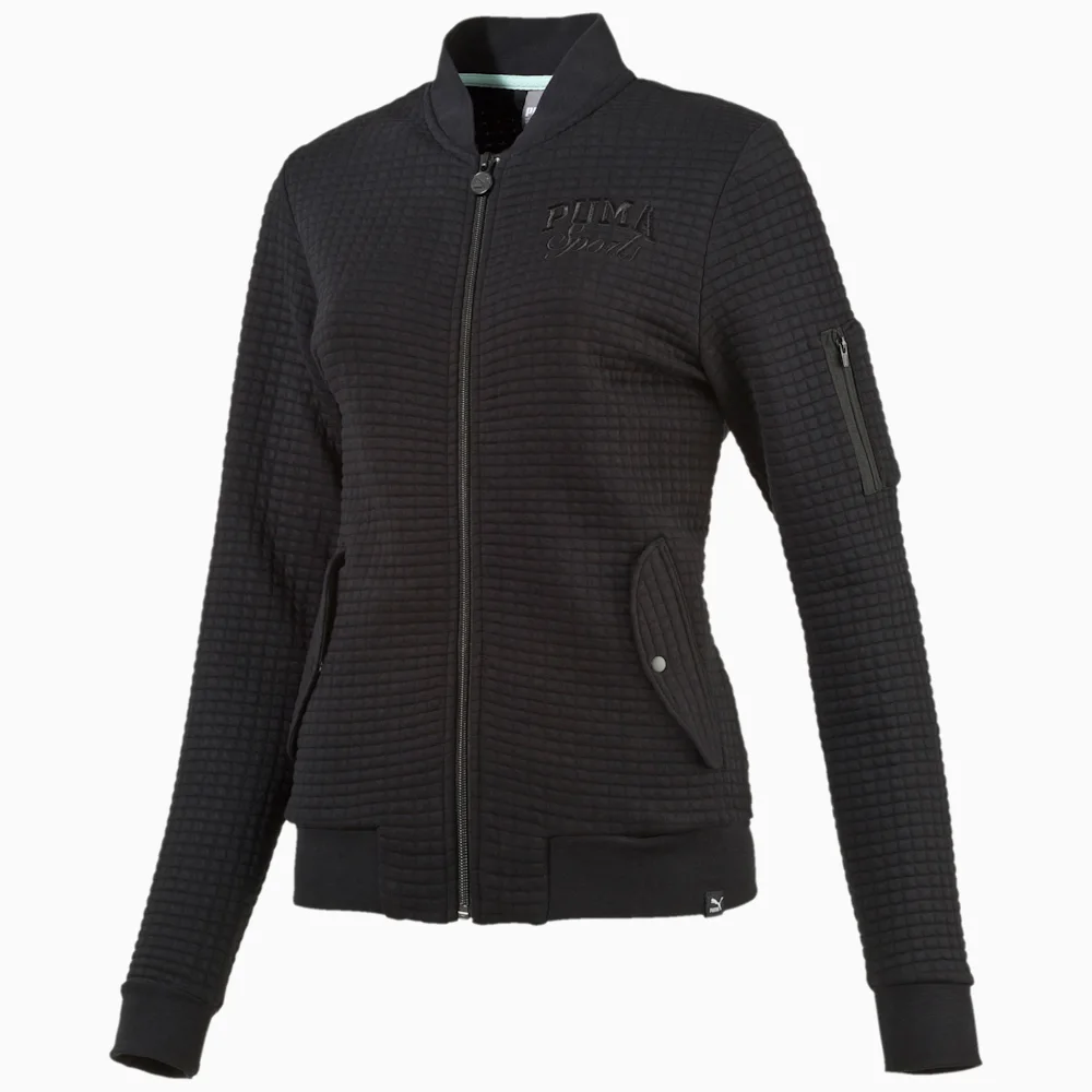 PUMA VARSITY QUILTED BOMBER in BLACK