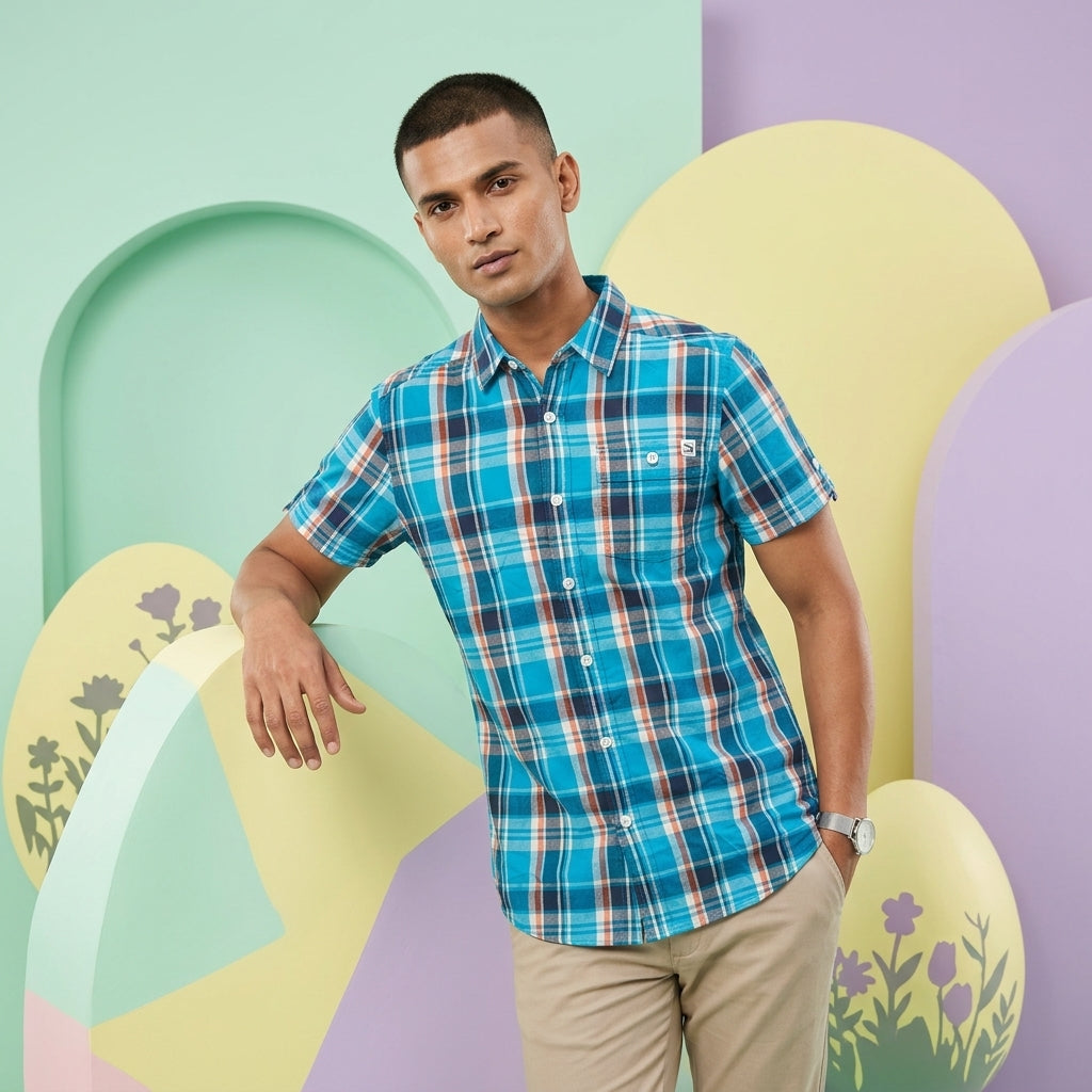 PUMA CHECKED SHIRT SL CAPRI BREEZE in Standard