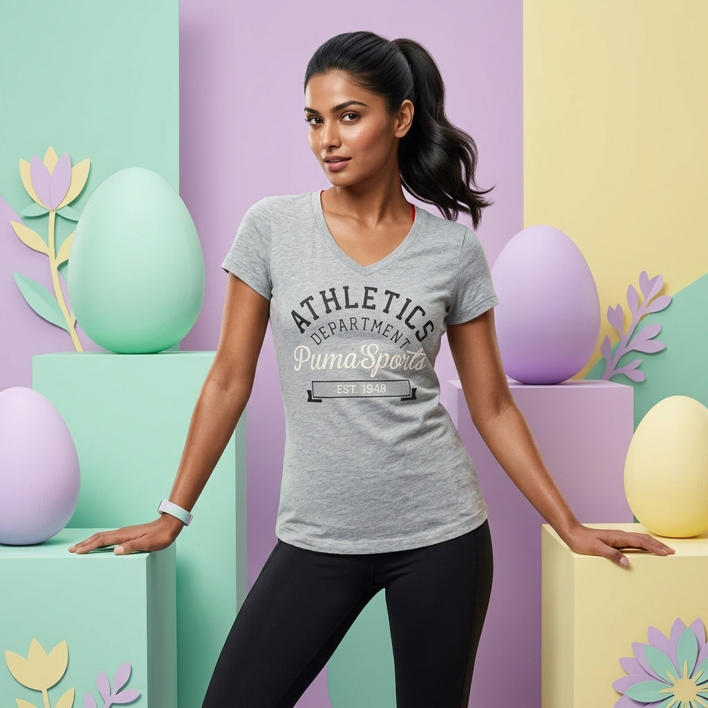 PUMA VARSITY TEE LIGHT GRAY HEATHER in Standard