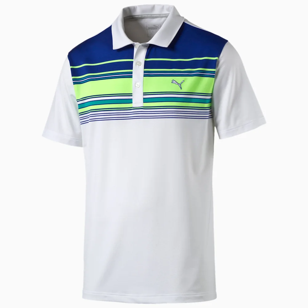 PUMA SS KEY STRIPE POLO BRIGHT WHIT in Standard