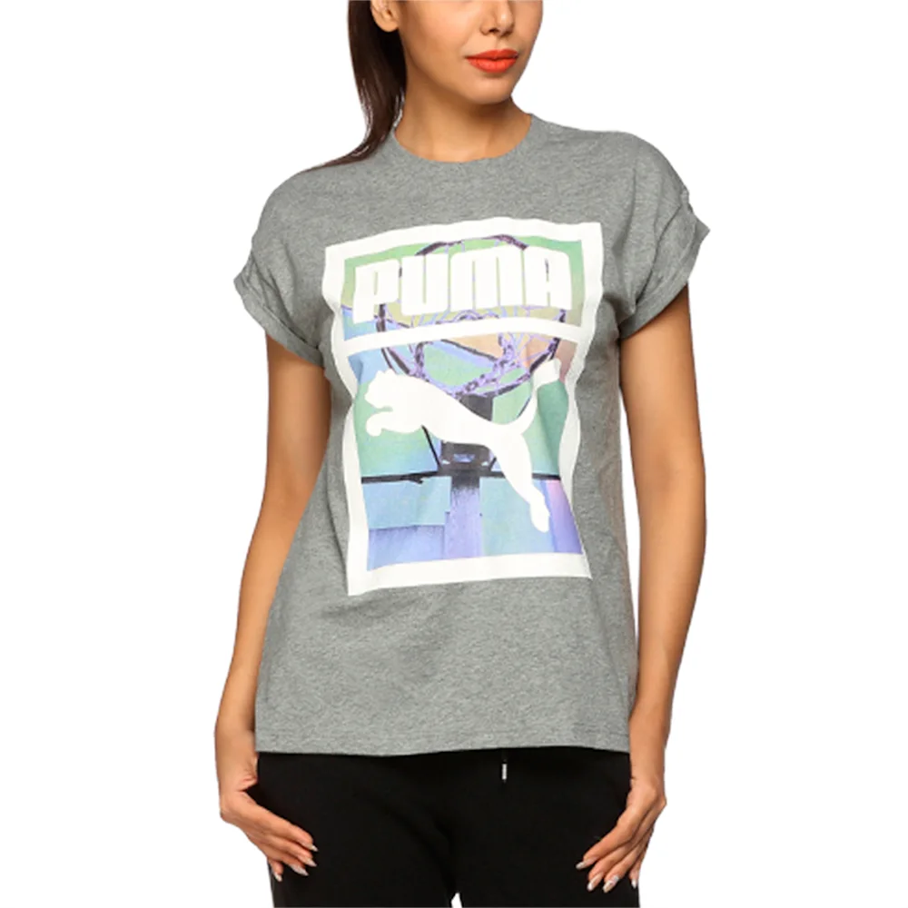 PUMA BRAND PLUS TEE MEDIUM GRAY HEATHER in Standard