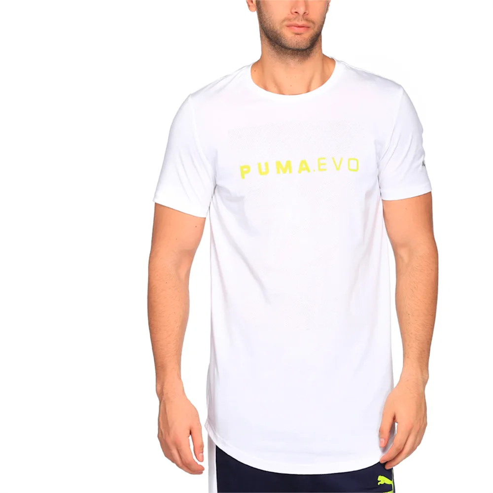 PUMA EVO LONG LINE TEE in WHITE