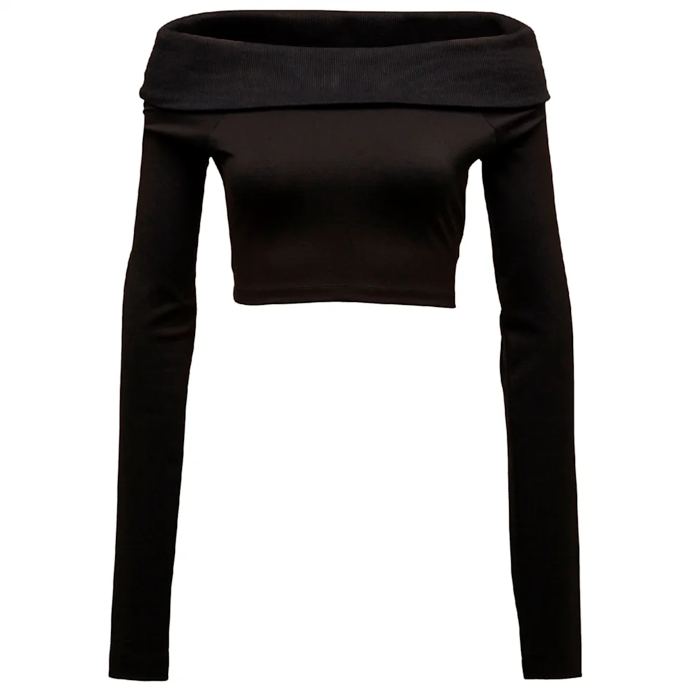 PUMA COLD SHOULDER CROP TOP in BLACK