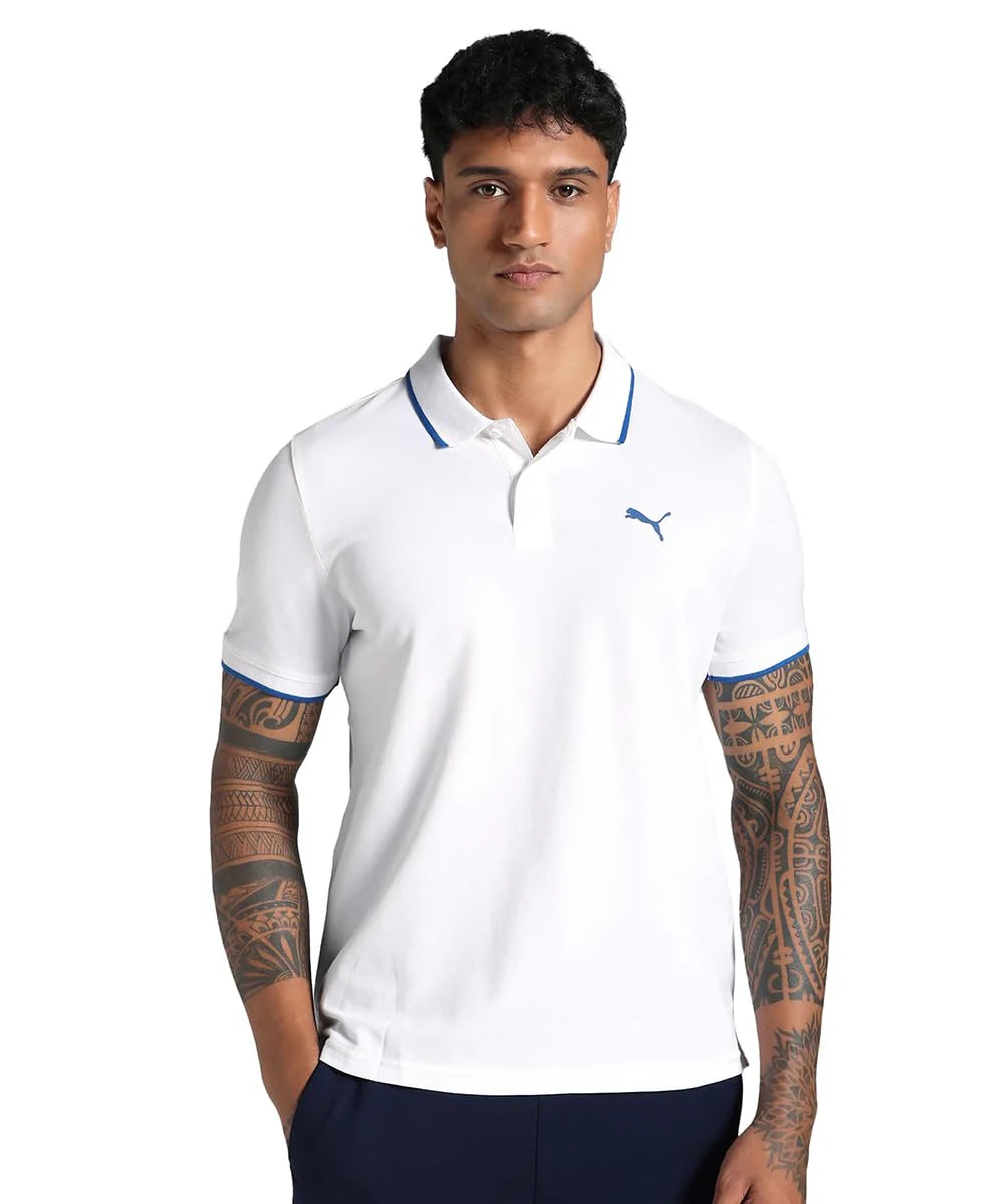 PUMA BAND COLLAR POLO in WHITE