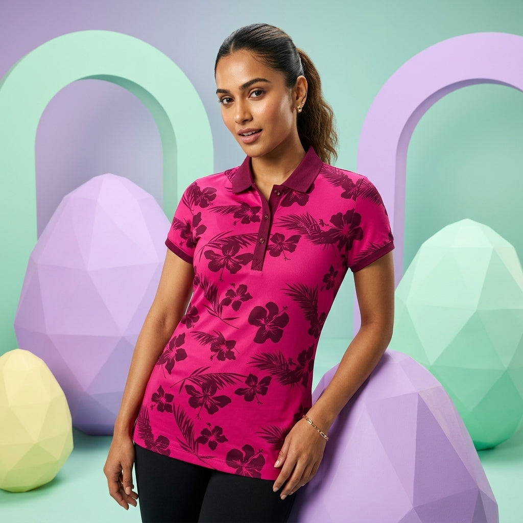 PUMA AOP POLO ROSE in RED