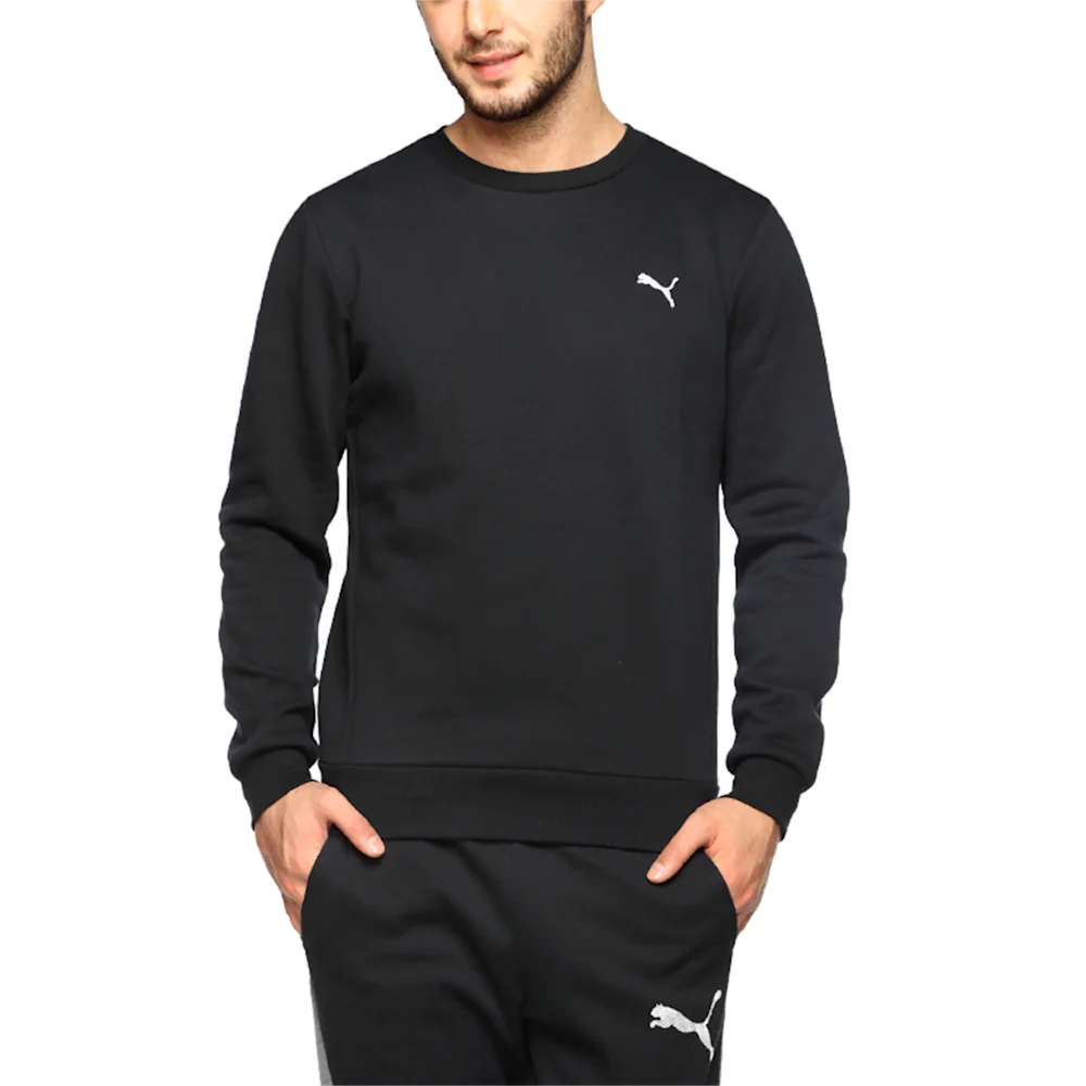 PUMA ESS CREW SWEAT, FL COTTON BLAC in Standard