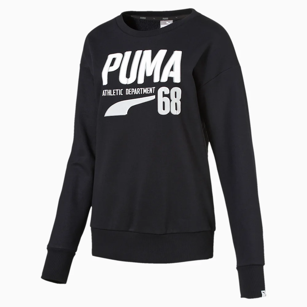 PUMA STYLE ATHL CREW SWEAT W COTTON in BLACK