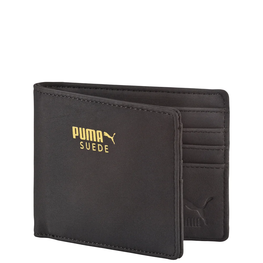 PUMA SUEDE BILLFOLD WALLET in BLACK