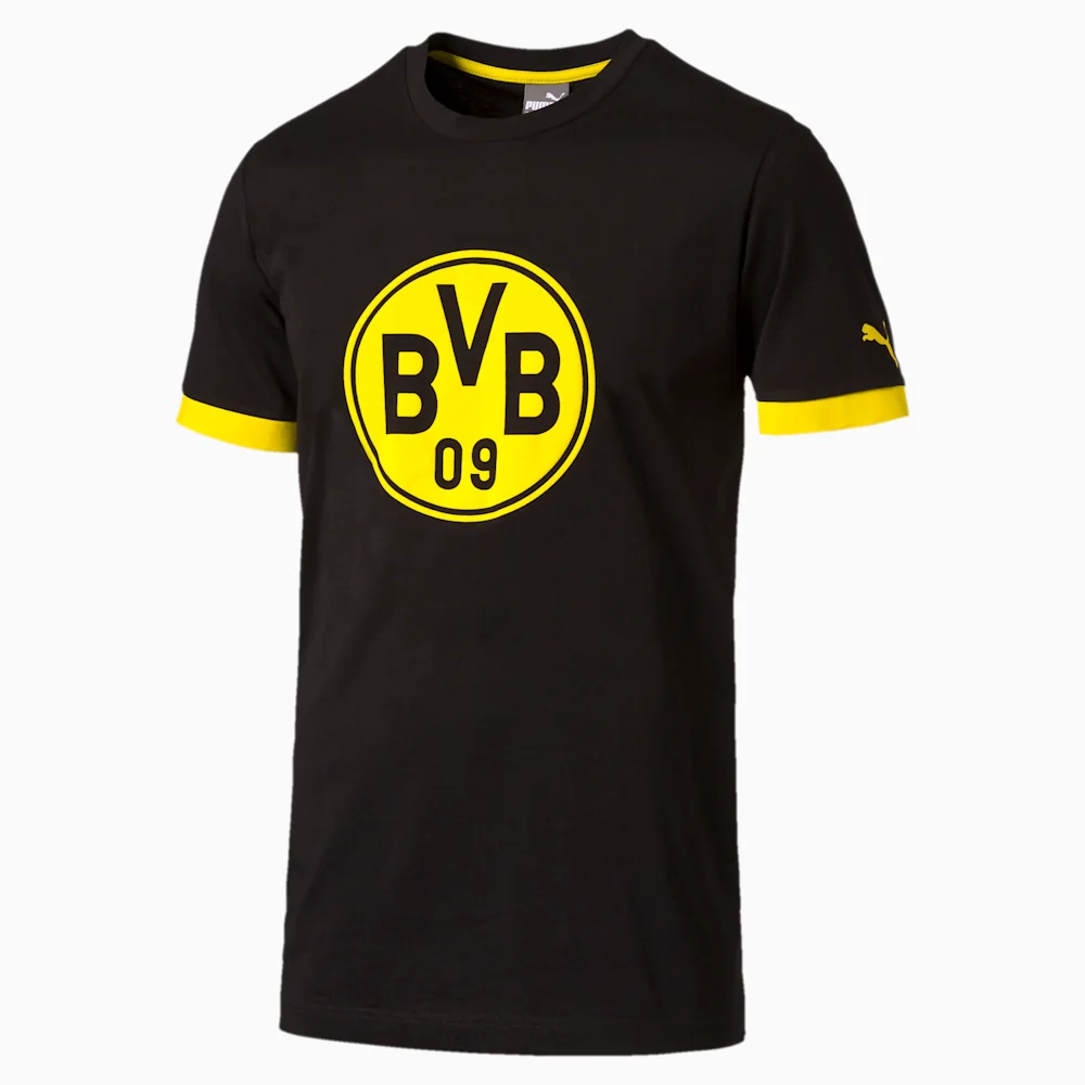 PUMA BVB BADGE TEE BLACK-CYBER YELL in Standard