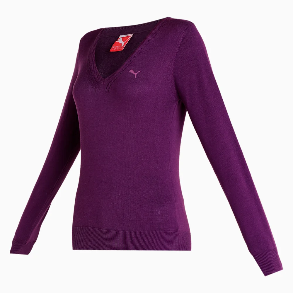 PUMA WNS SOLID L S SWEATER PLUM in Standard