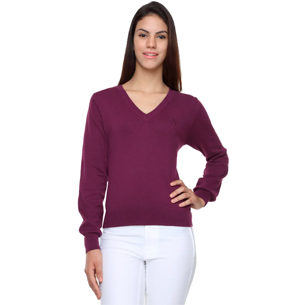 PUMA WNS SOLID L S SWEATER ITALIAN PLUM in Standard