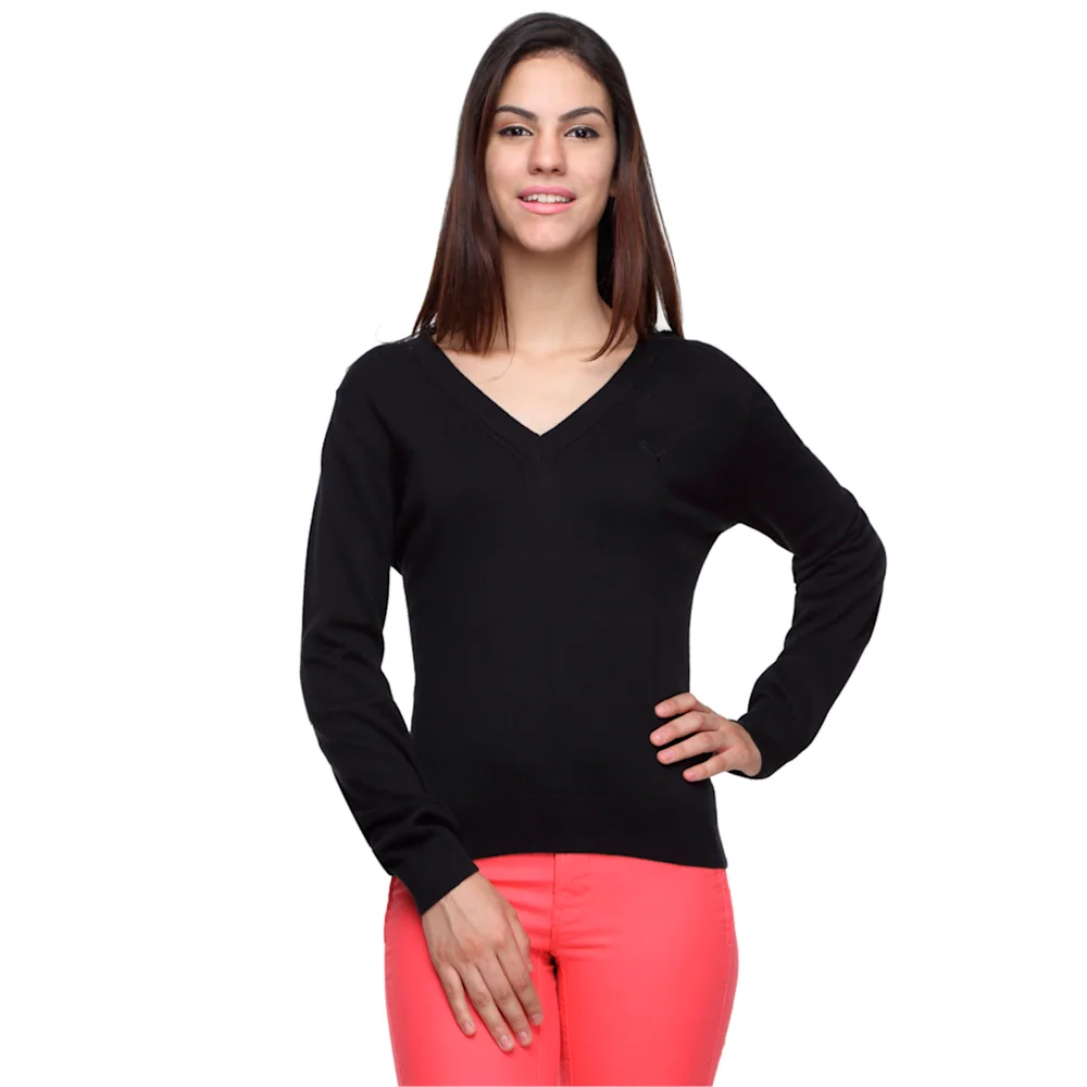 PUMA WNS SOLID L S SWEATER in BLACK