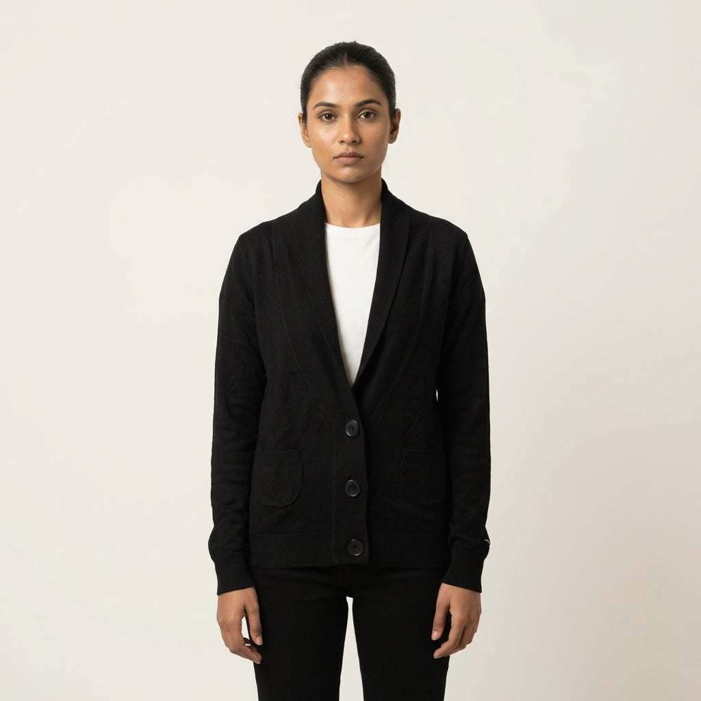 PUMA WNS DRAPY CARDIGAN in BLACK