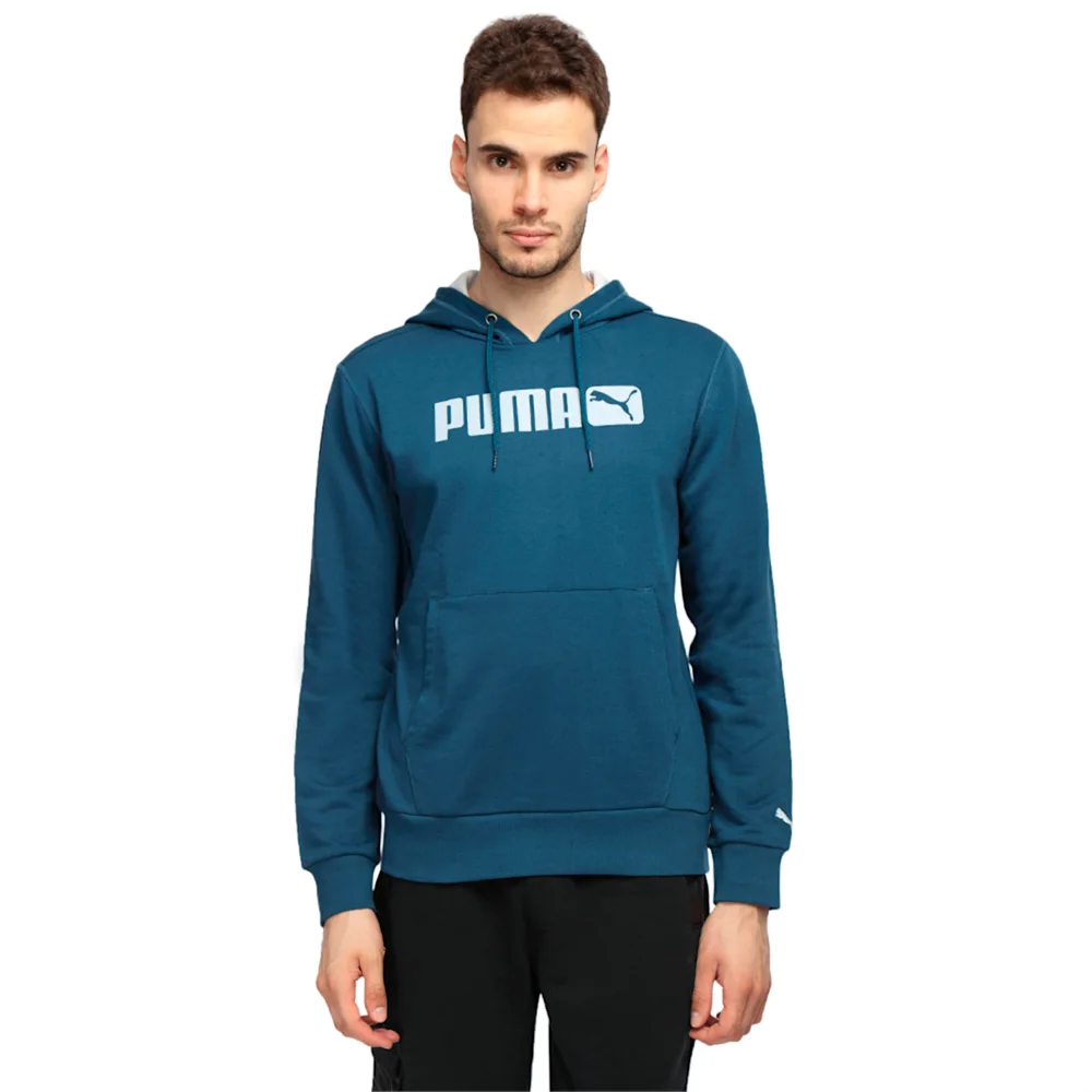 PUMA LOGO HOODED SWEAT BLUE WING TE in Standard