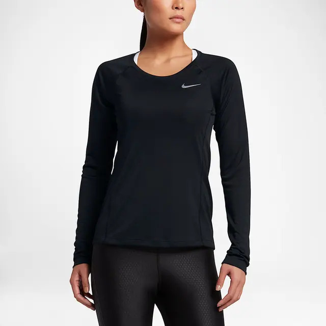 NIKE AS W NK DRY MILER TOP LS in BLACK/BLACK