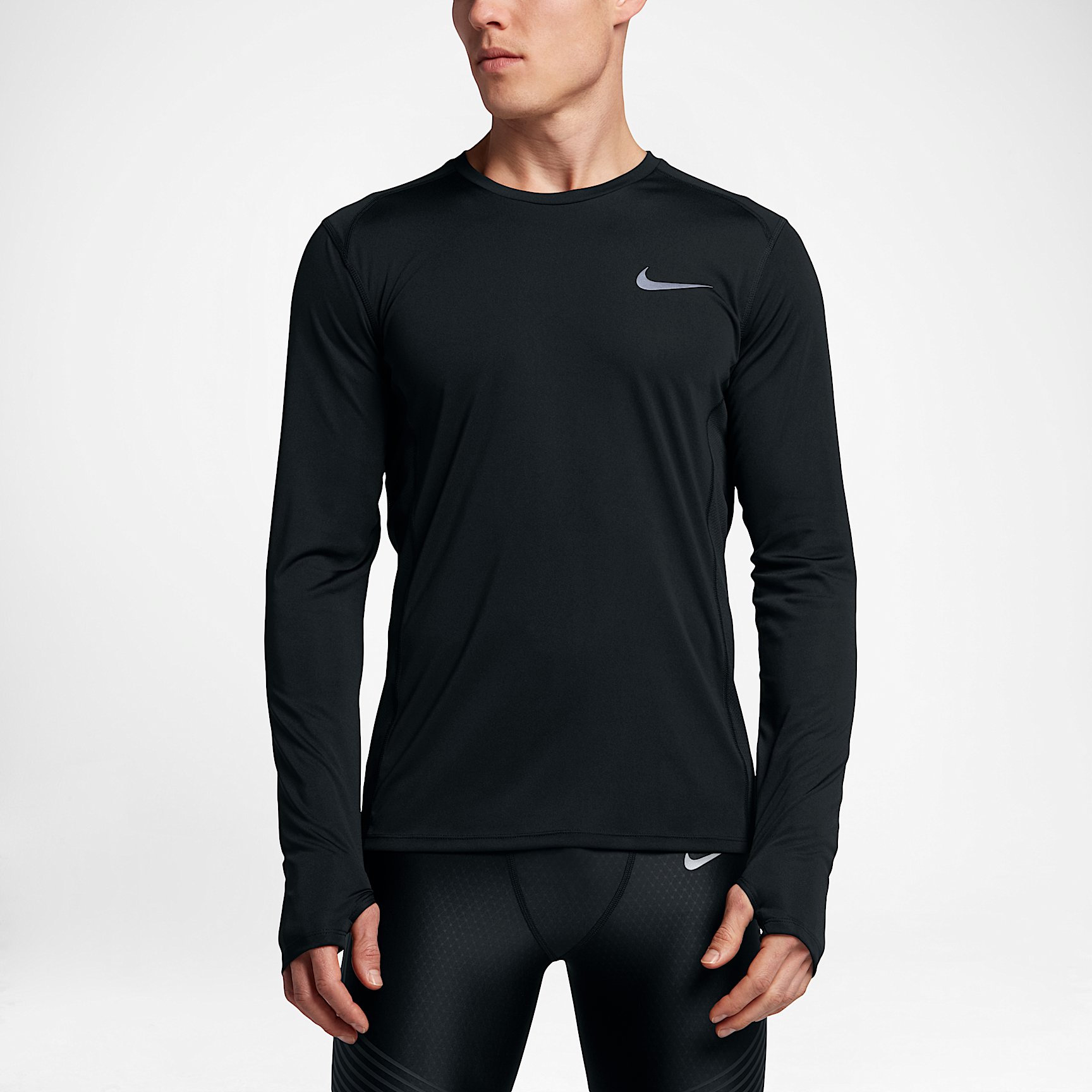 NIKE AS M NK MILER TOP LS in BLACK/BLACK
