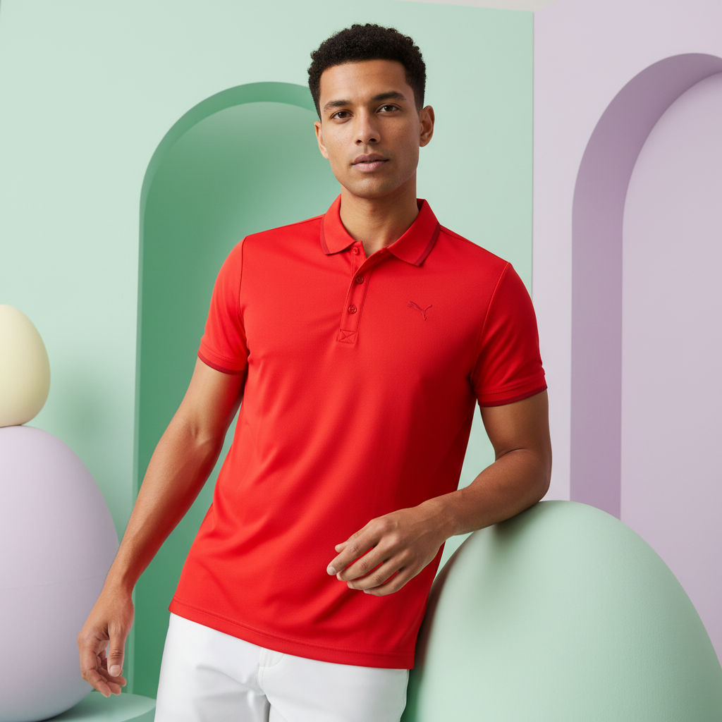 PUMA FUN PIQUE POLO in RED