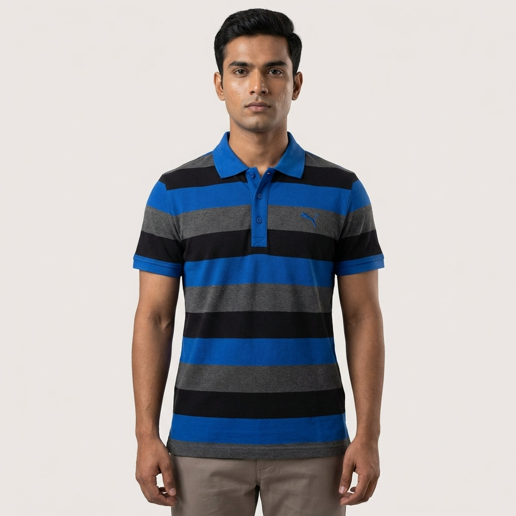 PUMA FUN STRIPE PIQUE POLO SODALITE in Standard