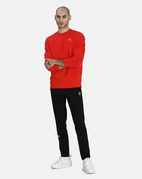 PUMA ESS CREW SWEAT FL in RED