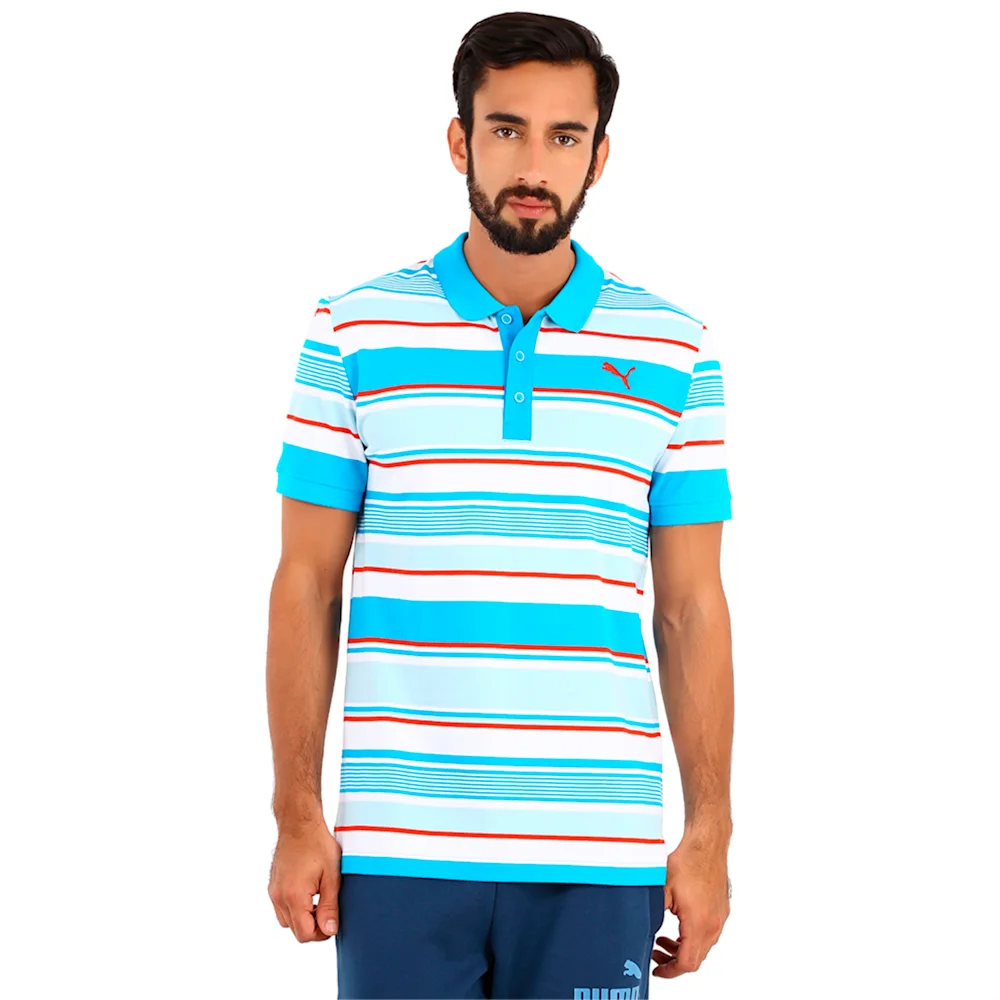 PUMA FUN DRY STRIPE PIQUE POLO ATOMIC in BLUE