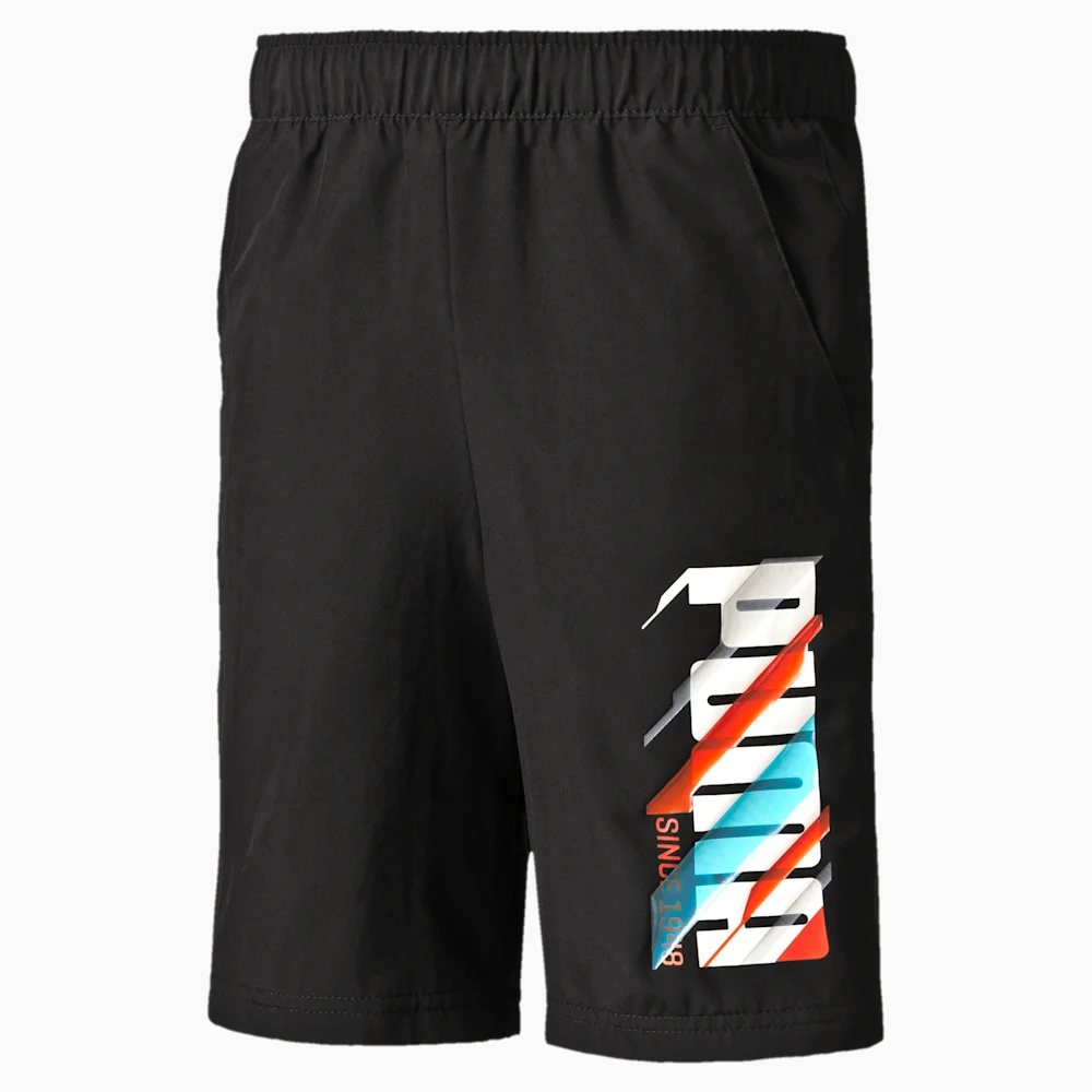 PUMA FUN TD GRAPHIC WOVEN BERMUDAS in BLACK