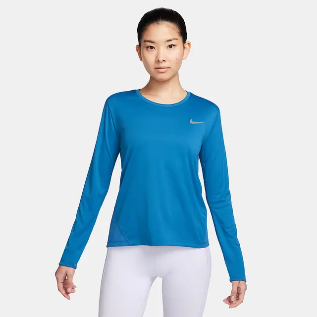 NIKE AS W NK MILER TOP LS in DK MARINA BLUE/REFLECTIVE SILV
