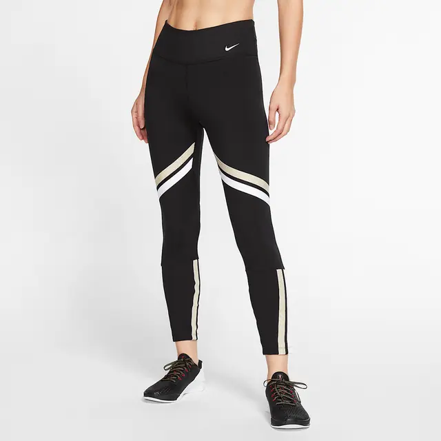 AS W NIKE ONE ICON CLSH TP 7/8 in BLACK/METALLIC G