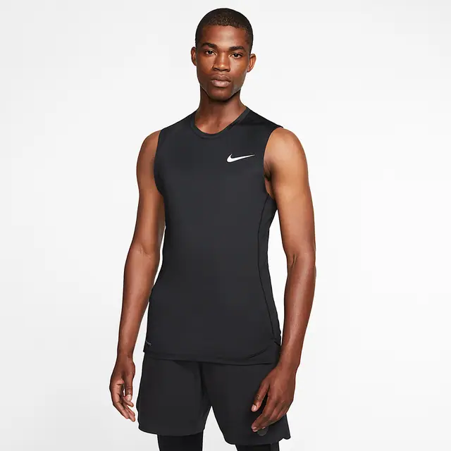 NIKE AS M NP TOP SL TIGHT in BLACK/WHITE