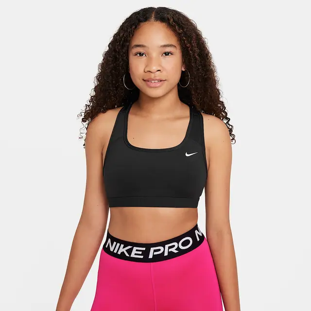NIKE G NK SWOOSH BRA in BLACK/WHITE