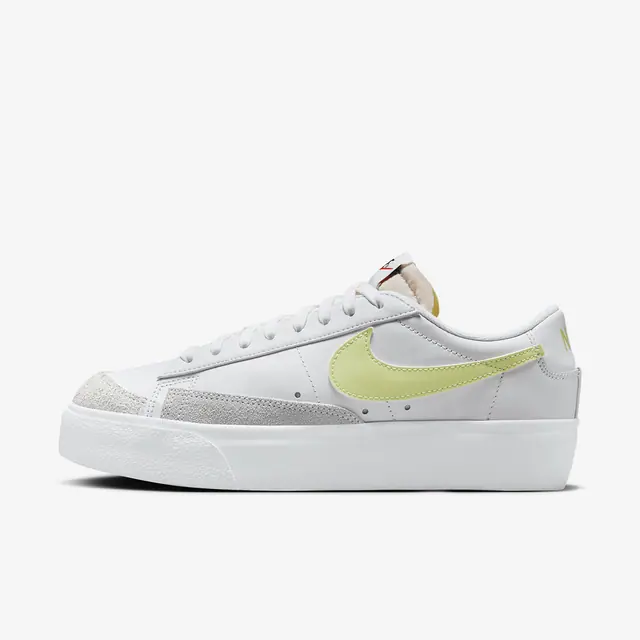 NIKE W BLAZER LOW PLATFORM in WHITE/LIFE LIME-TM ORANGE-BLACK