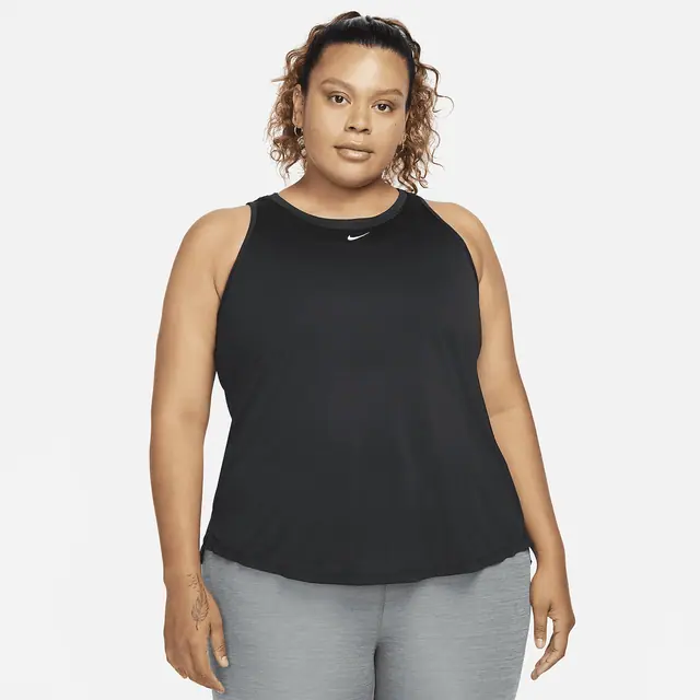 NIKE W NK ONE DF STD TANK PLUS in BLACK/WHITE