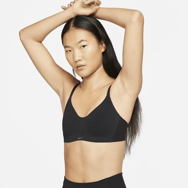 NIKE AS W NK ALATE MINIMALIST BRA in BLACK/BLACK/COOL GREY