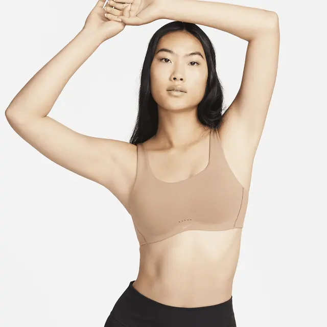 NIKE AS W NK ALATE COVERAGE BRA in DESERT DUST/DESERT DUST/WHITE