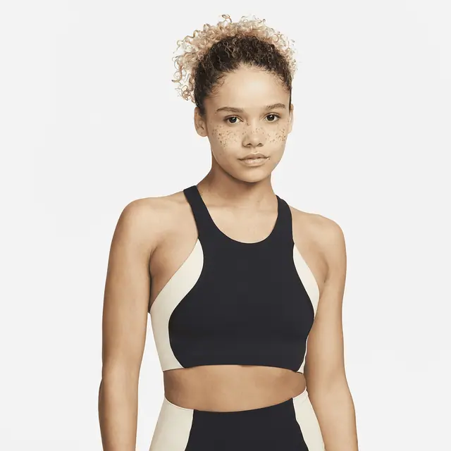NIKE AS W NY DF SWOOSH ST NOV BRA S in BLACK/SANDDRIFT/IRON GREY