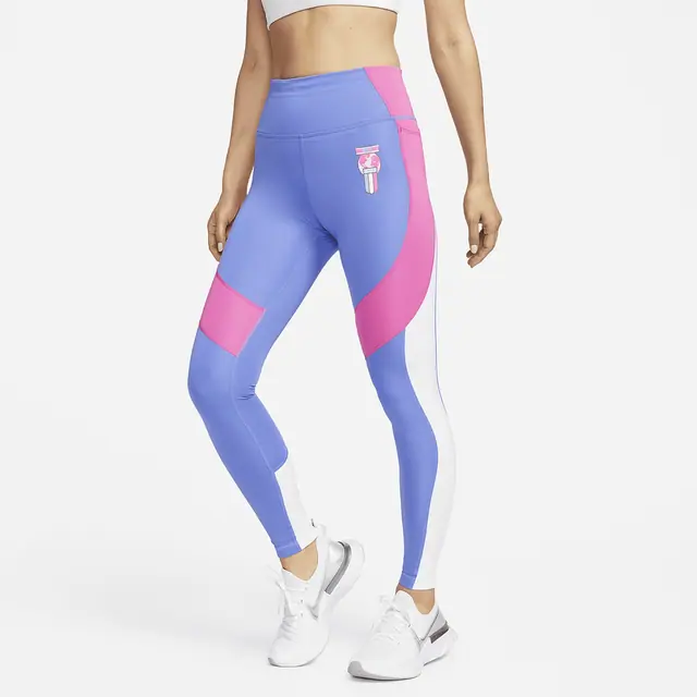 NIKE AS W NK RETRO RUN FAST TIGHT in SAPPHIRE/FIRE PINK/WHITE/REFLECTIVE SILV