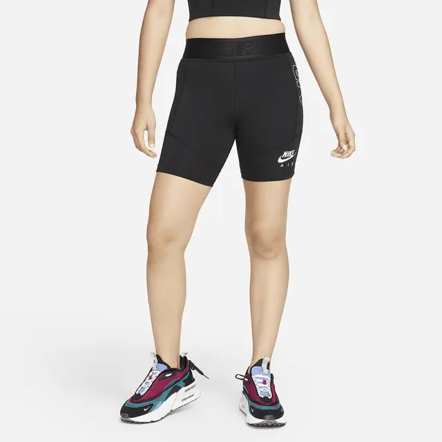 NIKE AS W NSW AIR BIKE SHORT in BLACK/DK SMOKE GREY/WHITE