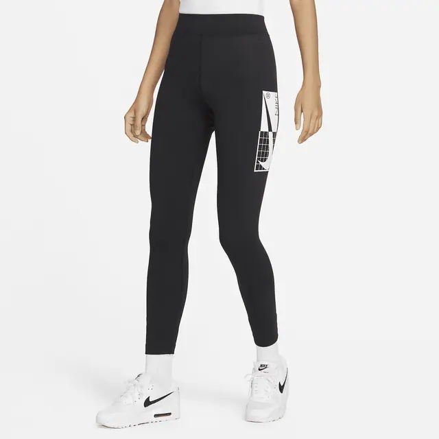 NIKE AS W NSW HR TGHT GFX TECH in BLACK/WHITE