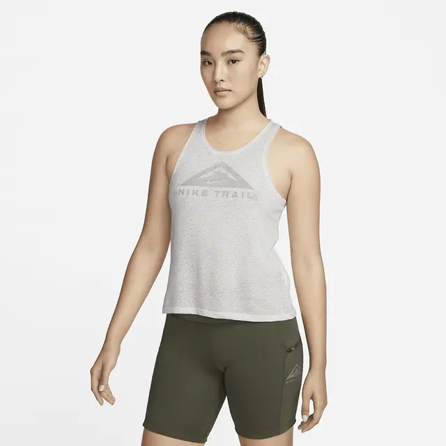 NIKE AS W NK DF TRAIL TANK in LT SMOKE GREY/GREY FOG/HTR/PLUM FOG