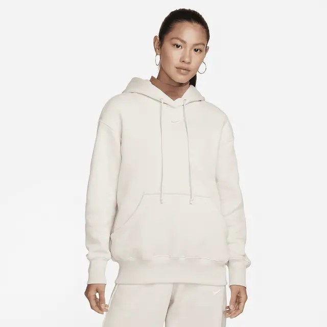 NIKE AS W NSW PHNX FLC OS PO HOODIE in LT OREWOOD BRN/SAIL
