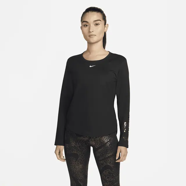 NIKE AS W NK ONE TF LS TOP GRX in BLACK/PHOTON DUST/WHITE