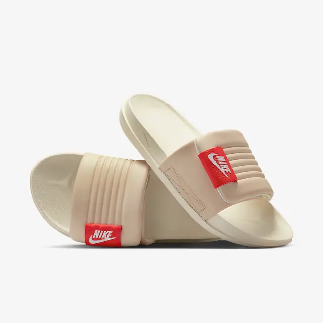 W NIKE OFFCOURT ADJUST SLIDE in SANDDRIFT/SAIL-PICANTE RED-COCONUT MILK