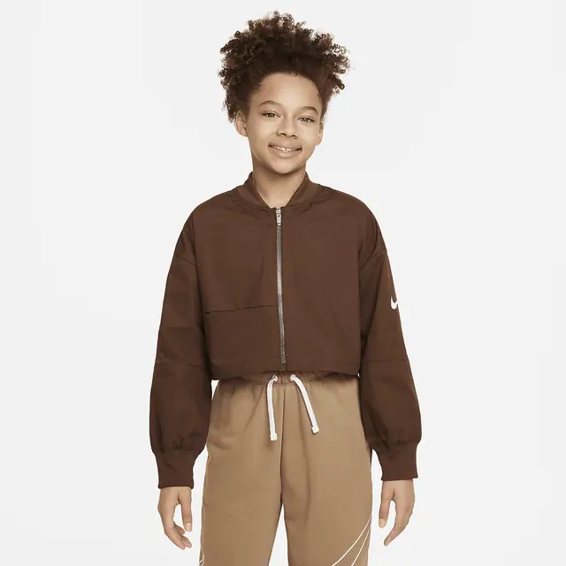 NIKE G NSW TRND WVN BOMBER JKT in CACAO  WOW/WHITE