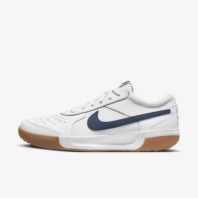 M NIKE ZOOM COURT LITE 3 in WHITE/MIDNIGHT NAVY-GUM LIGHT BROWN