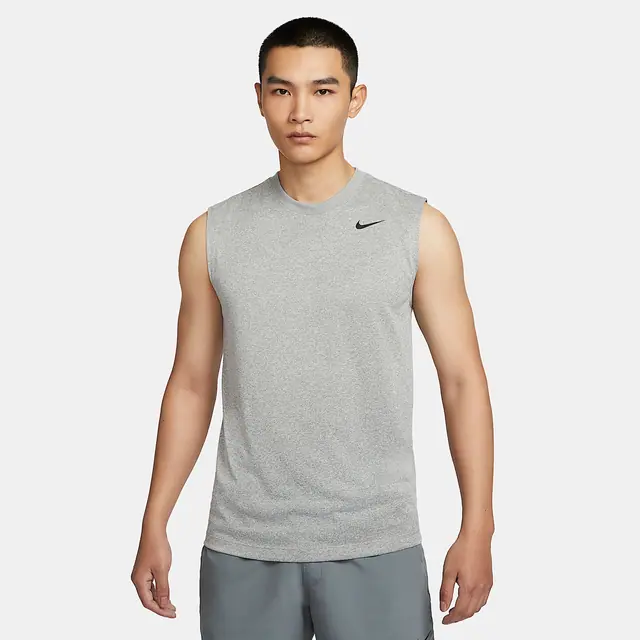NIKE AS M NK DF TEE RLGD SL RESET in TUMBLED GREY/FLT SILVER/HTR/BLACK