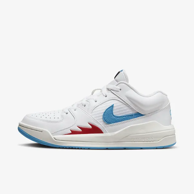 NIKE WMNS JORDAN STADIUM 90 in WHITE/DK POWDER BLUE-SAIL-GYM RED